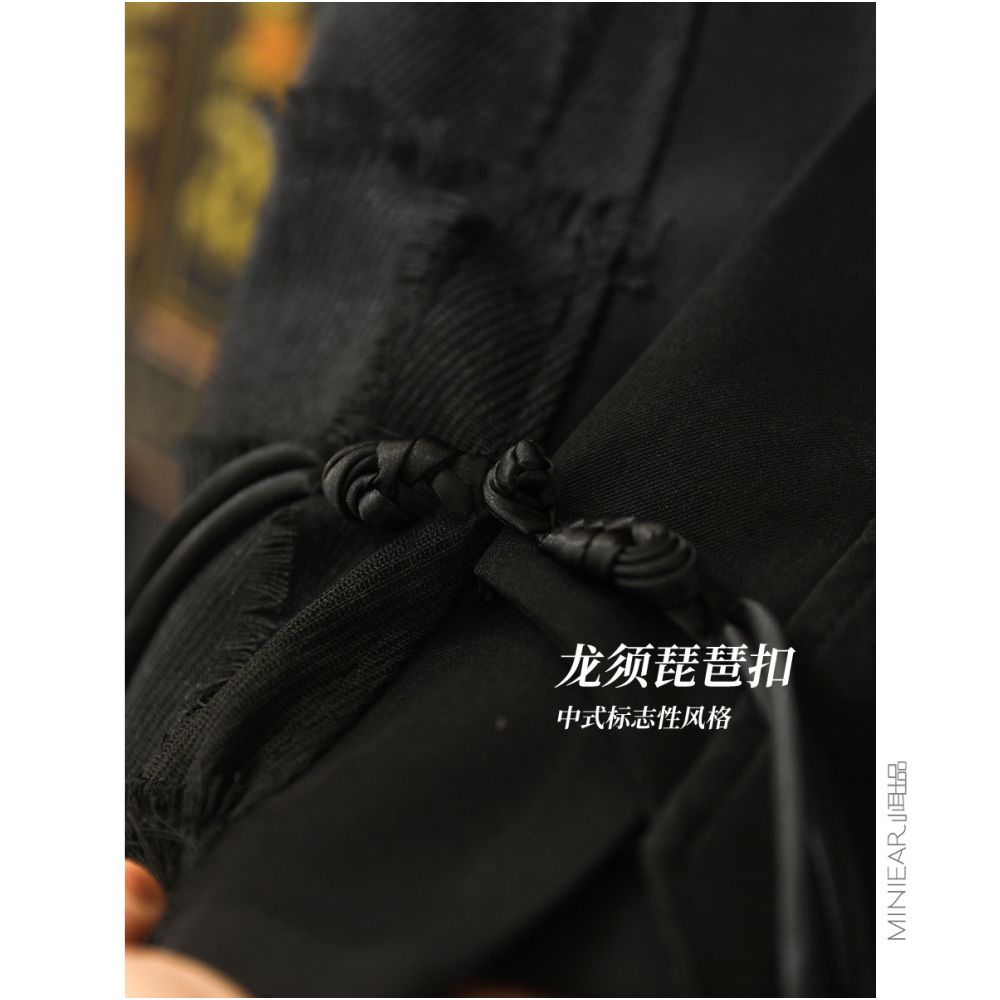Xiao Er s West Window Bamboo New Chinese Style One Button V neck Vest Style Retro Stacked Top for Women image 3