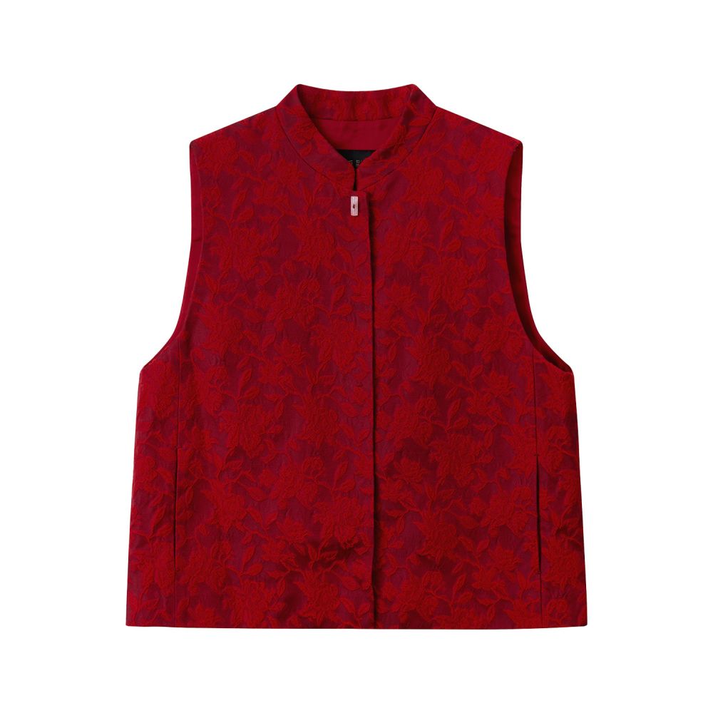 ASAYA5842 – Peony Grace Jacquard Vest 🌺🧧