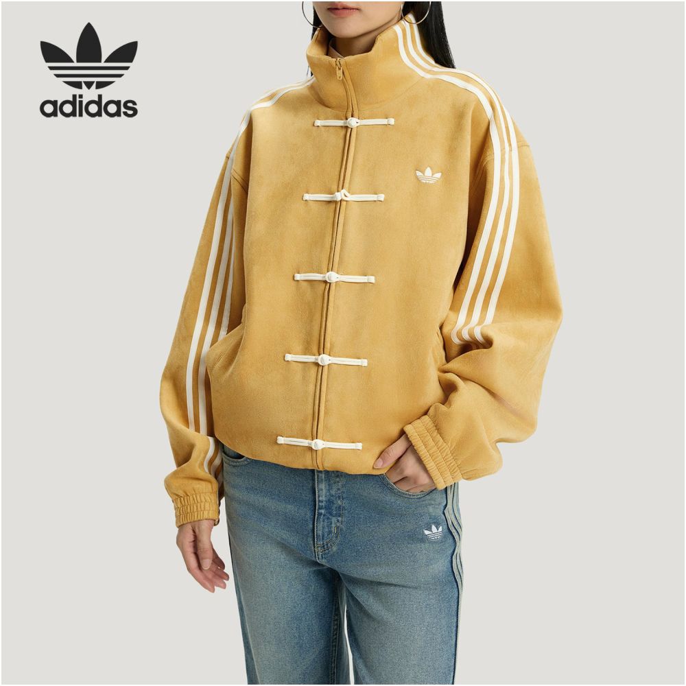 Adidas Adidas official authentic clover men s and women s standing collar long sleeved loose casual jacket KT3851 image 0