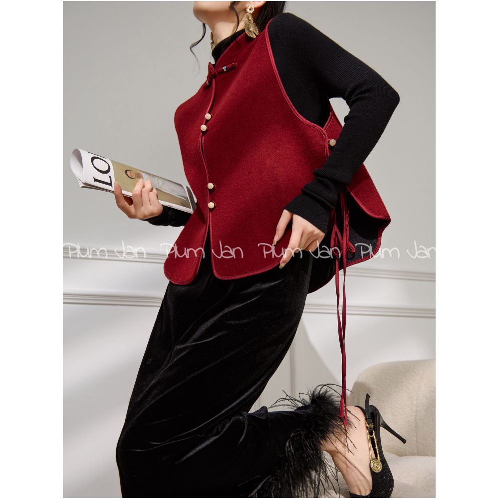 ASAYA5846 – Crimson Heritage Wool Vest 🍷✨