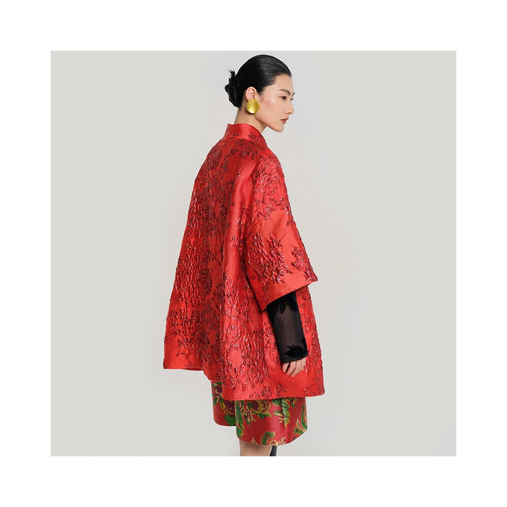 New Year Series Fireworks inspired Outerwear Festive Chinese style High end Trench Coat Winter 2025 for Women image 4