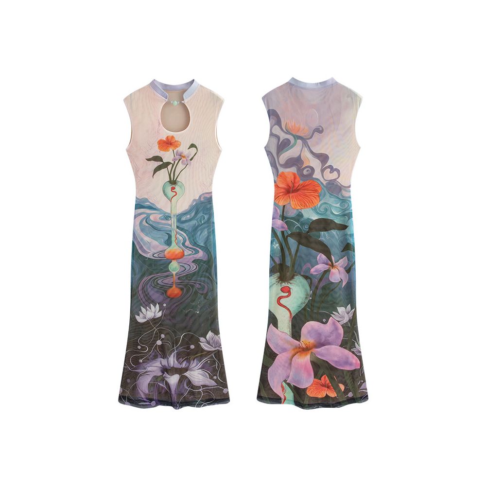 ASAYA5850 – Ethereal Orchid Qipao Dress 🌸🪷