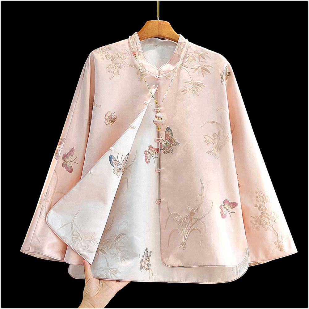 New Chinese style double sided Chinese style outerwear for women in autumn and winter new style for young and casual loose retro and Tang style top with button closure image 0