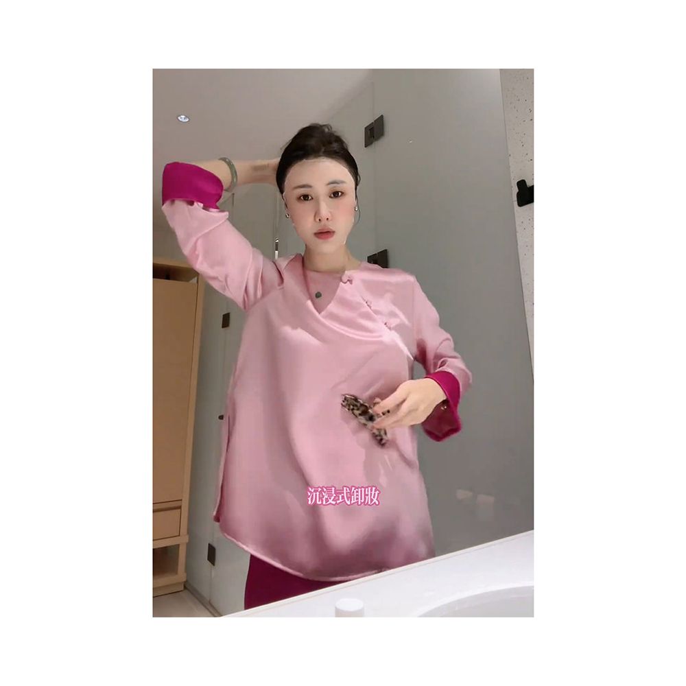 Counter Withdrawal 2025 Autumn New Style Chinese Style Small and Versatile Unique Dopamine Pink Shirt for Women image 4