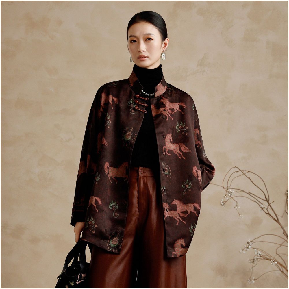 Interface 30 mm pure silk fragrant cloud yarn new Chinese style young version jacket for women 2025 Year of the Horse New Year s robe and New Year s clothing image 1