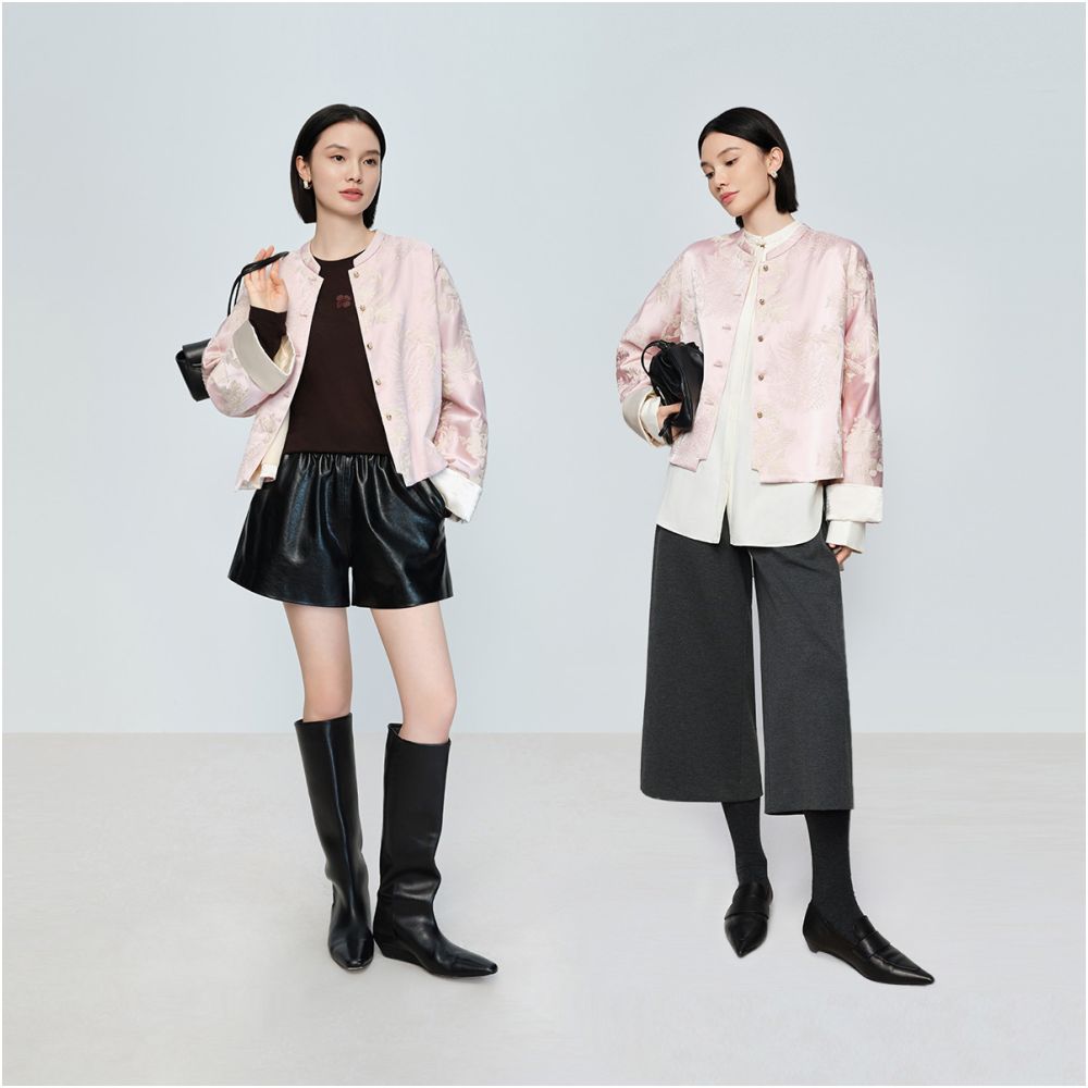 Fengqi blooms with flowers Happy New Chinese Naivee 26 Spring New Heavy Industry Ten Thousand Needle Embroidered Coat Peach Yao Powder image 3