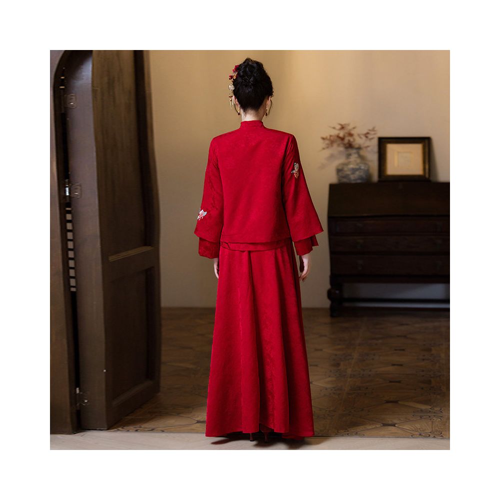 Chinese style exquisite toast dress 2025 new engagement bride appears slim plus size red wedding dress Xiuhe dress wedding dress image 4