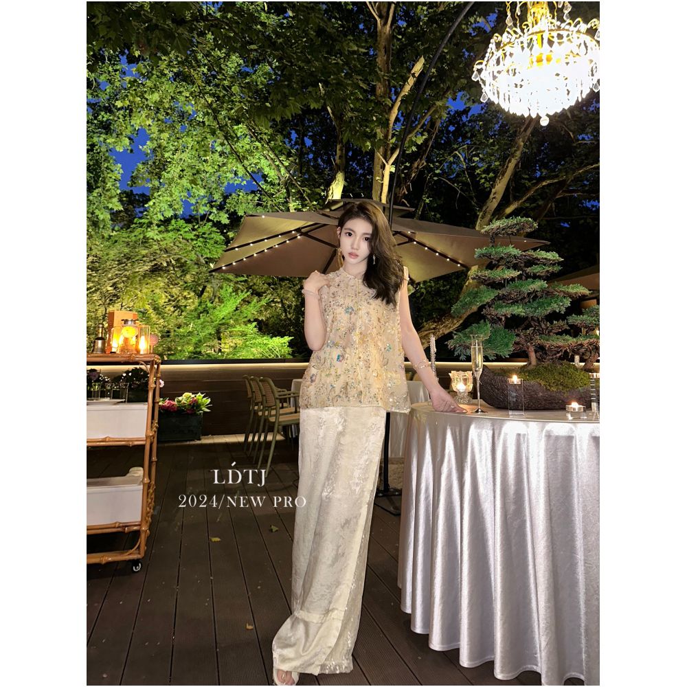 LDTJ haute couture top with autumn fragrant betel new Chinese style heavy industry embroidery beads organza old money style temperament vest woman image 0