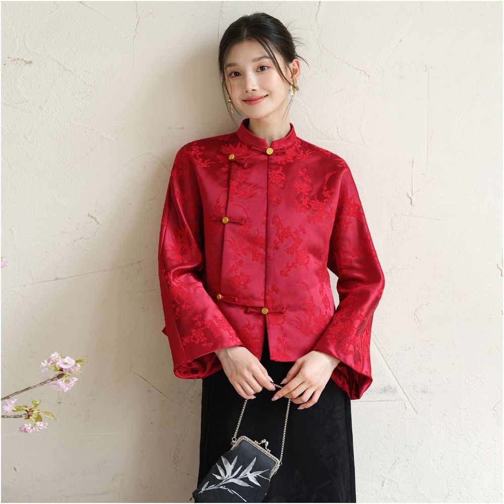 Chuchan Intangible Cultural Heritage Zhangrong Satin Coat for Women 25 Winter New Style Noble New Chinese Style Cotton New Year Coat with Velvet Flowers image 1