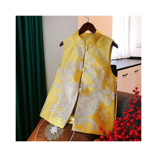 ASAYA5932 – Blush Dragon Jacquard Vest 🌸🐉