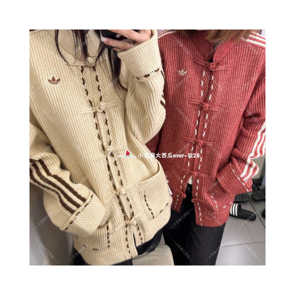 Adidas Three Leaf Clover New Chinese Li Style Casual Knitted Loose Jacket KR5064 5065KT3852 image 1