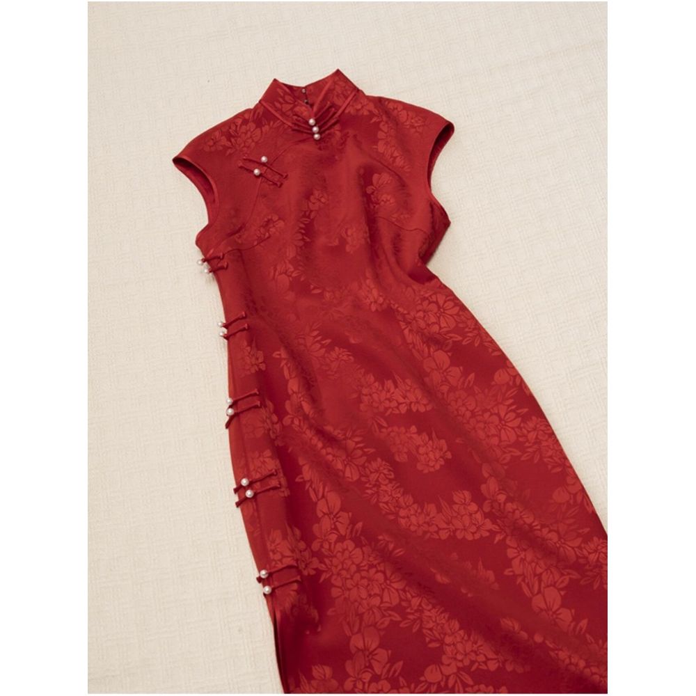 ASAYA5935 – Crimson Pearl Qipao Dress 🌹✨