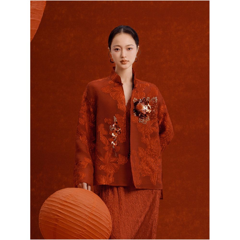 ASAYA5938 – Crimson Bloom Silk Jacket 🌺🧧