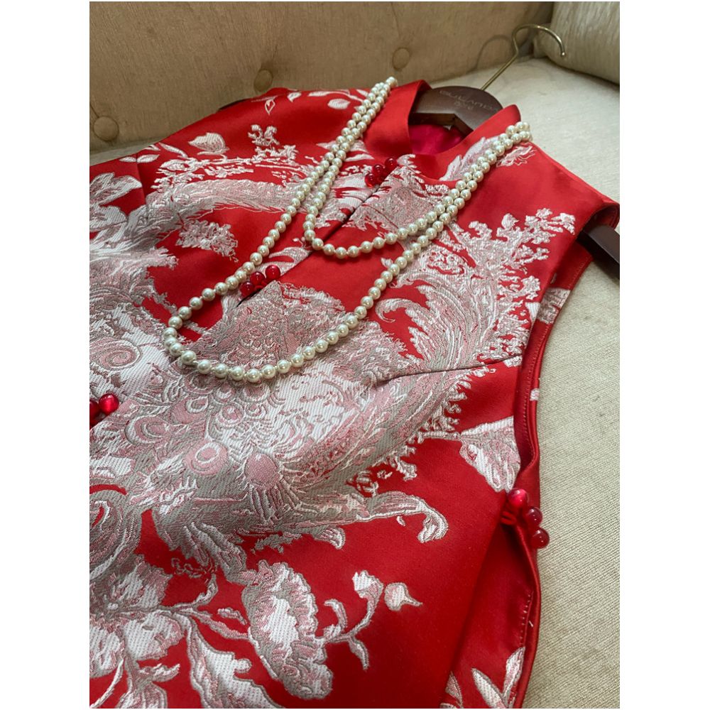 Tang Suit China Chic Chinese Style Modified Panbuckle Big Red Western Style Women s Sandwich Cheongsam Coat Kanji Spring Autumn Vest image 1