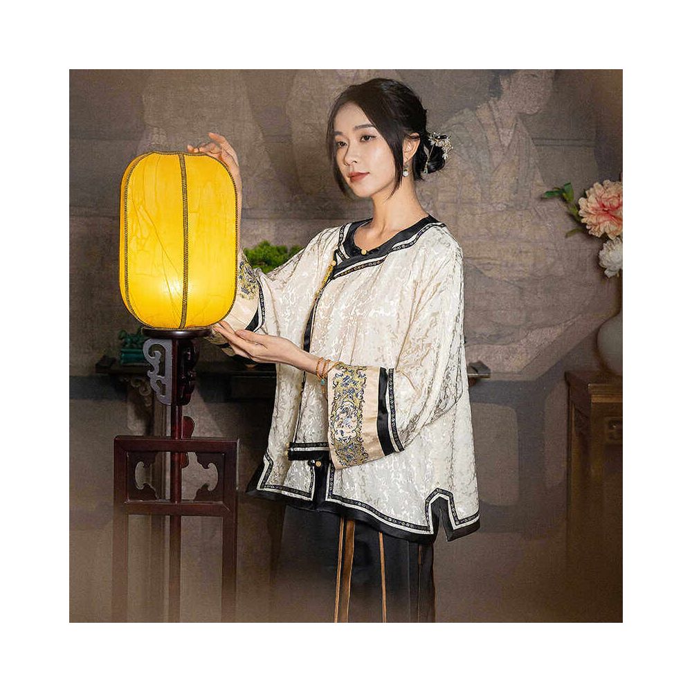 New Chinese style women s clothing Republic of China style retro jacquard heavy embroidery flower spring and summer tea clothing Chinese style high end button top image 1