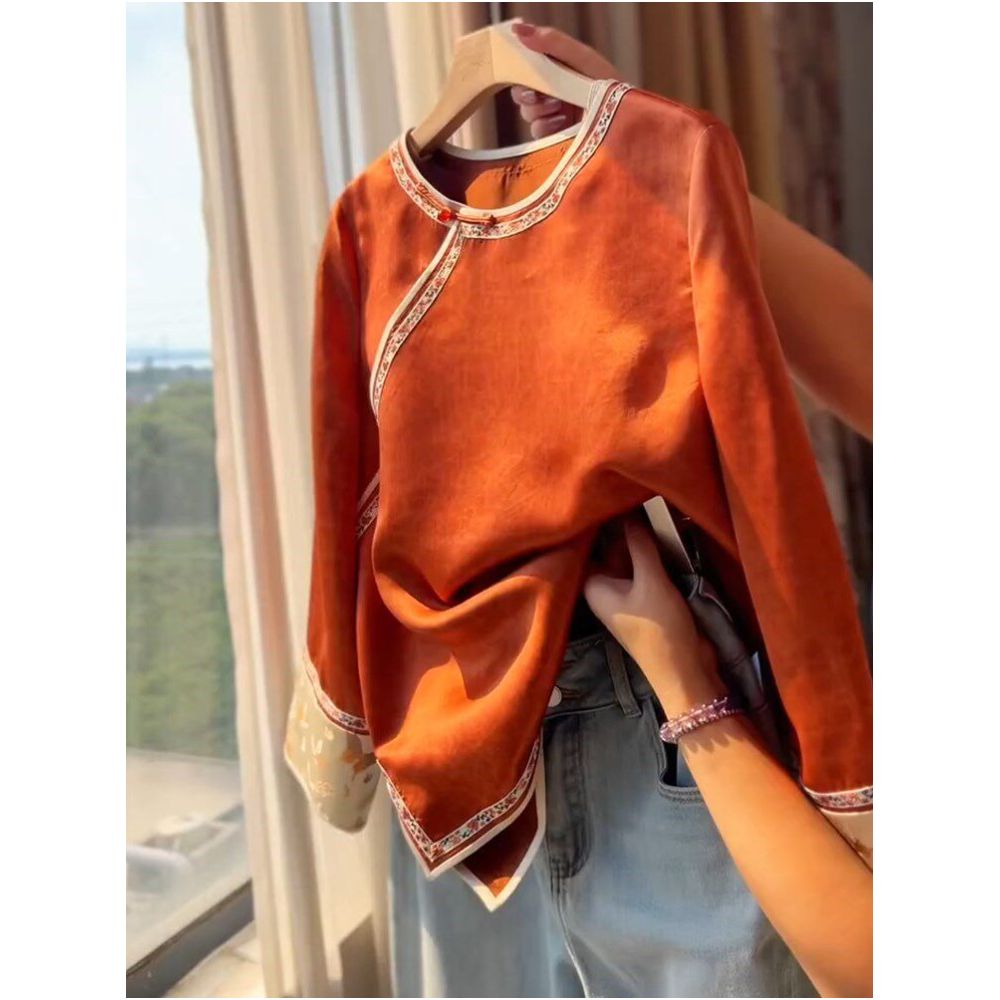 Fashionable and versatile new Chinese style heavy industry button down shirt for women with a sense of temperament and long sleeved top Spring 2026 new item image 0