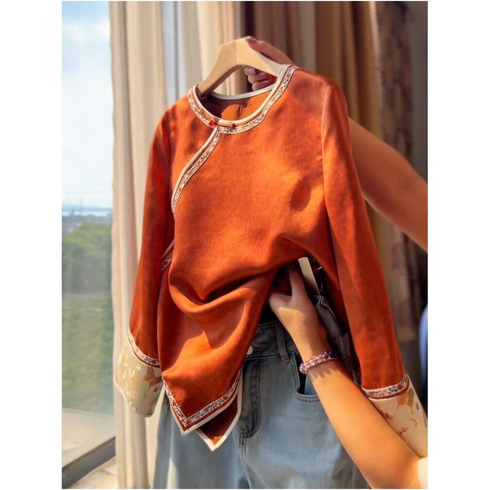 Fashionable and versatile new Chinese style heavy industry button down shirt for women with a sense of temperament and long sleeved top Spring 2026 new item image 2