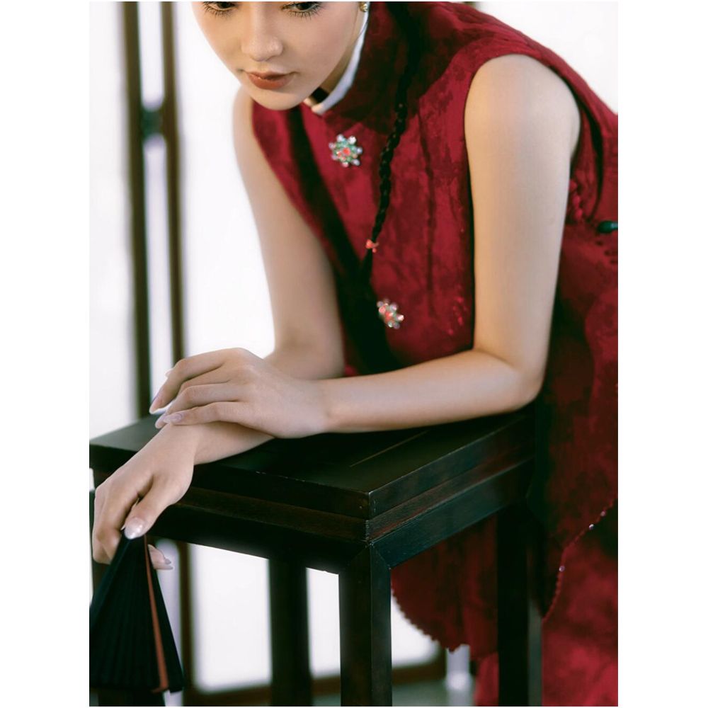 New Chinese style morning photography dress for brides two piece set light luxury dignified temperament grand toast dress long image 2