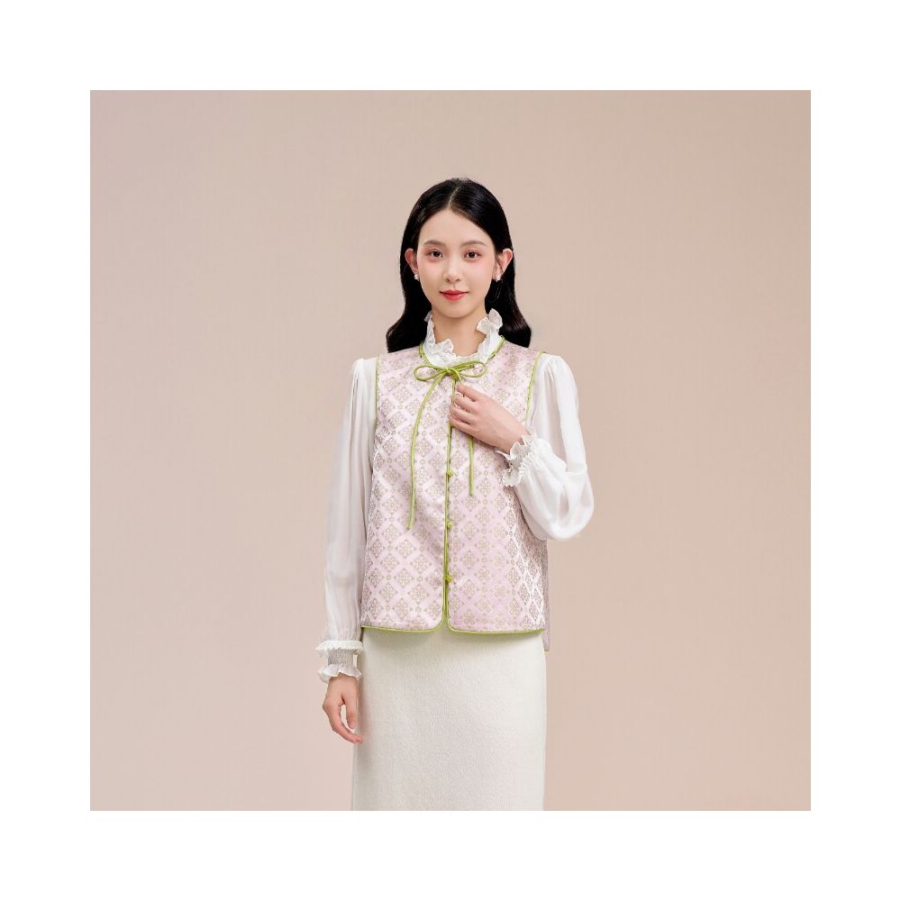 Oriental Selection New Chinese style Apricot Rain Women s Vest Women s Wear High end Popular Chinese Style Early Autumn Dressing Autumn Clothes image 1