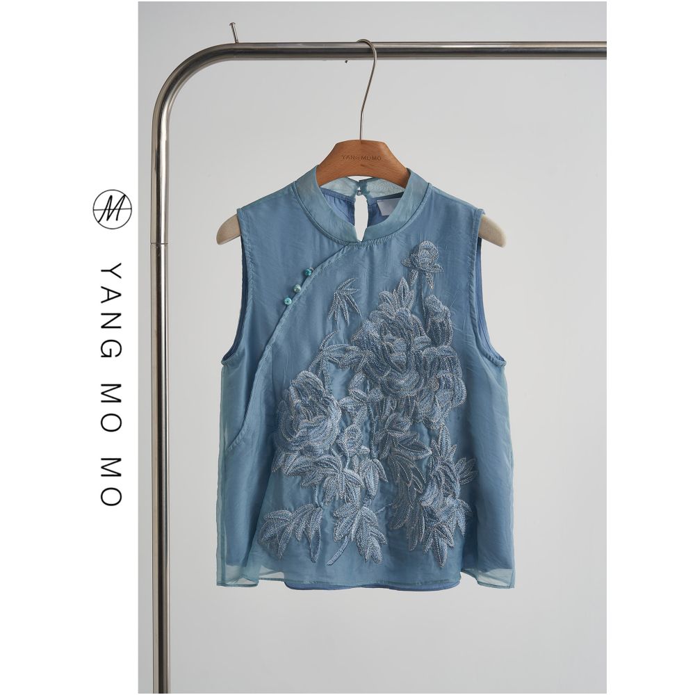 ASAYA6048 – Celestial Blue Embroidered Vest Set 🌿💙
