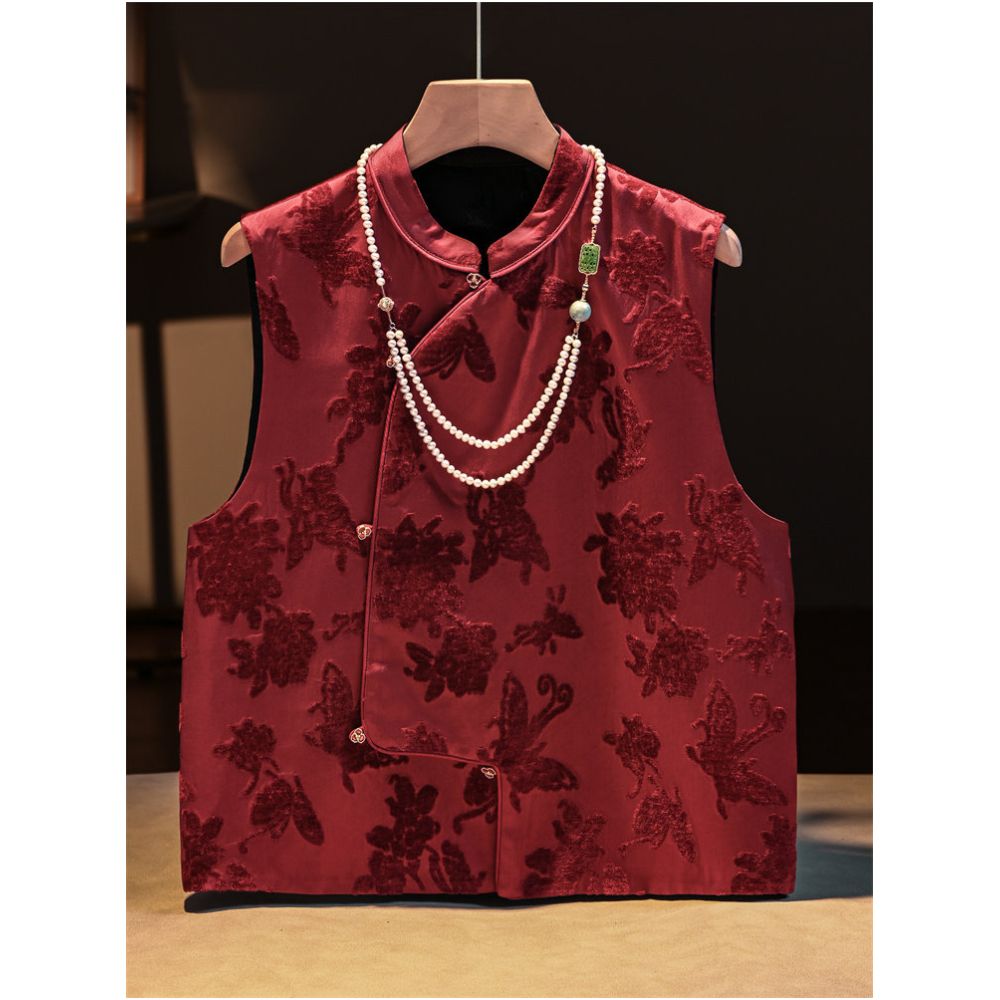 ASAYA6059 – Ruby Heritage Mandarin Vest ❤️✨