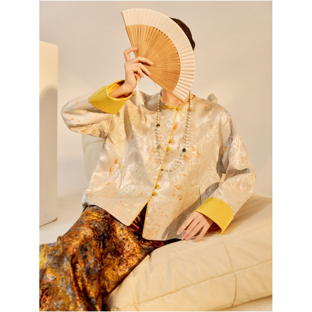 Tang Dou Gao Ding Fang Hua Like a Dream New Chinese Coat for Women Texture Jacquard High Grade Pan Buckle Chinese Style Top Spring image 2