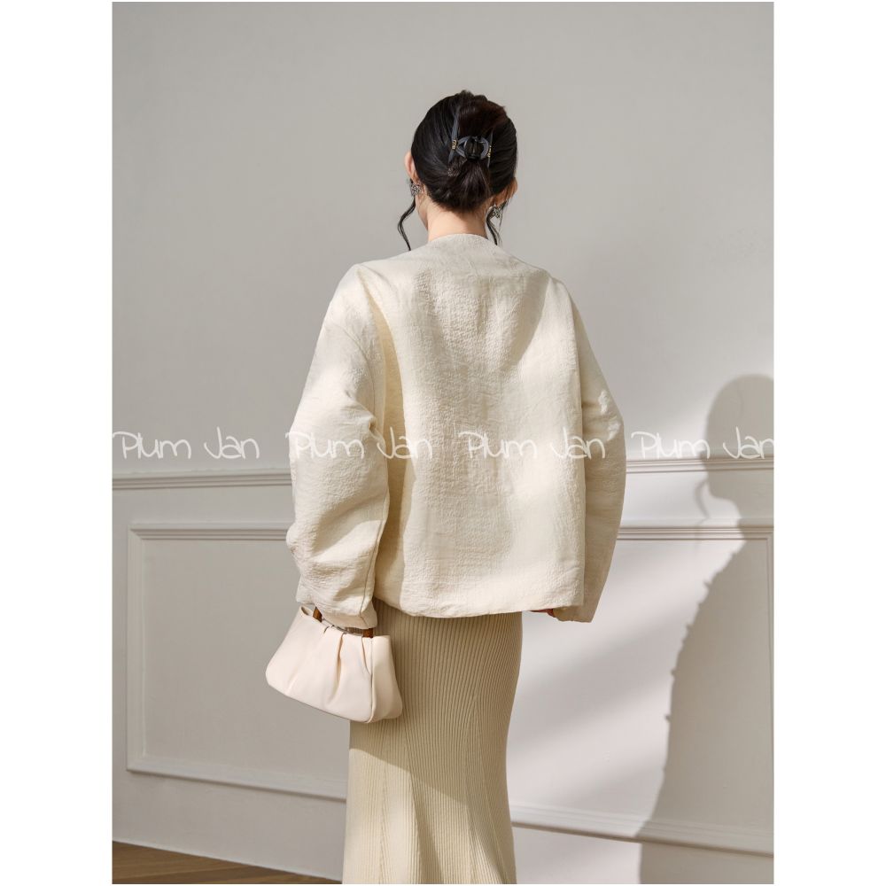 Plum Jan Heavy Industry Embroidered New Chinese Style Pan Button Short Top for Women Great Looking Winter Thick Coat image 4