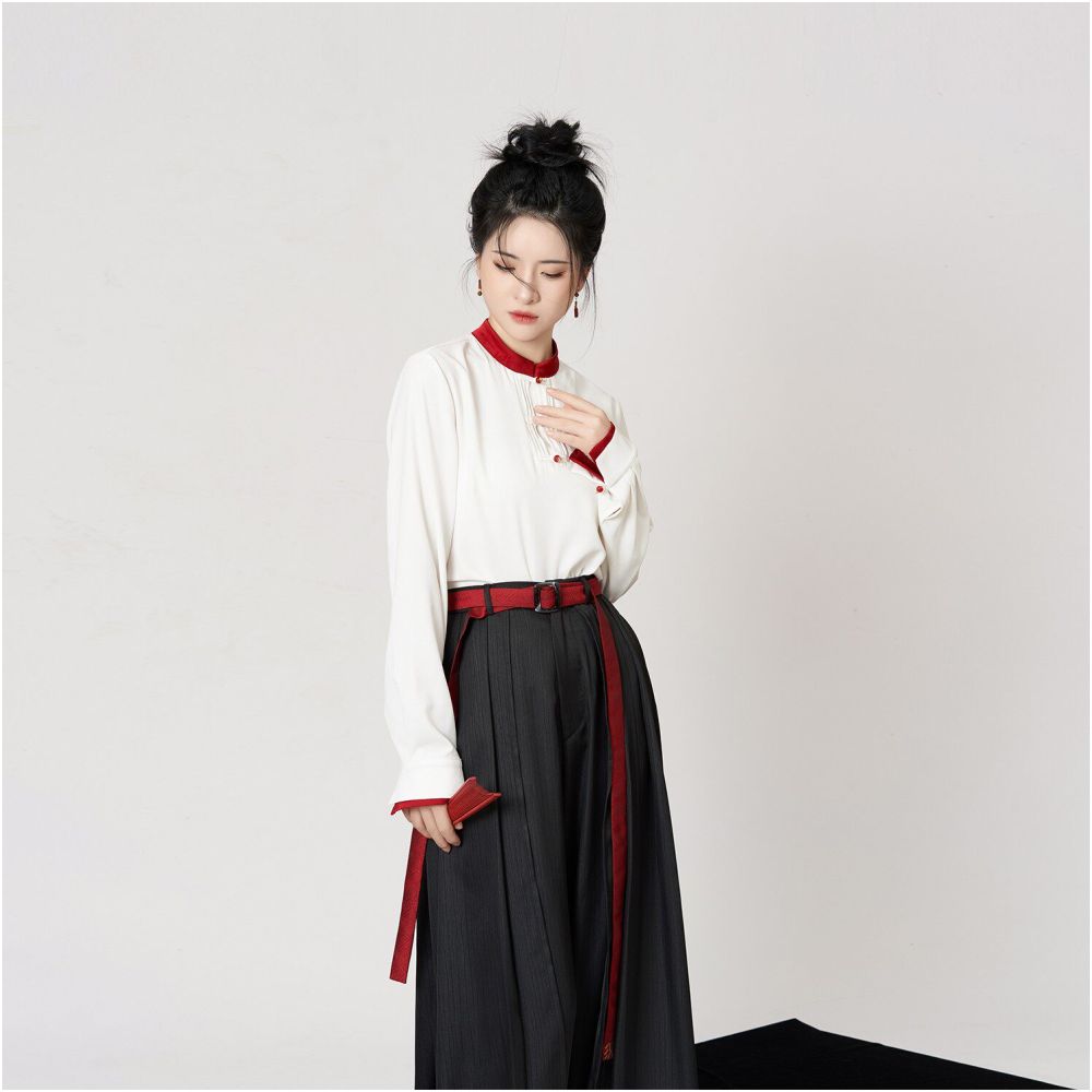 Weaving Company Fire Sparrow Colorful Oriental Show Style National Style Pan Gold Embroidery Improved Vest Coat Stand Collar Shirt Wide Leg Pants image 2