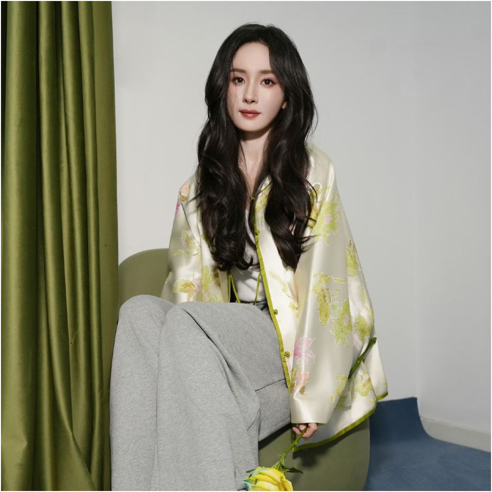 Yang Mi s new Chinese style silk jacket with long sleeves for women embossed jacquard Western style with mulberry silk light Chinese style top image 0