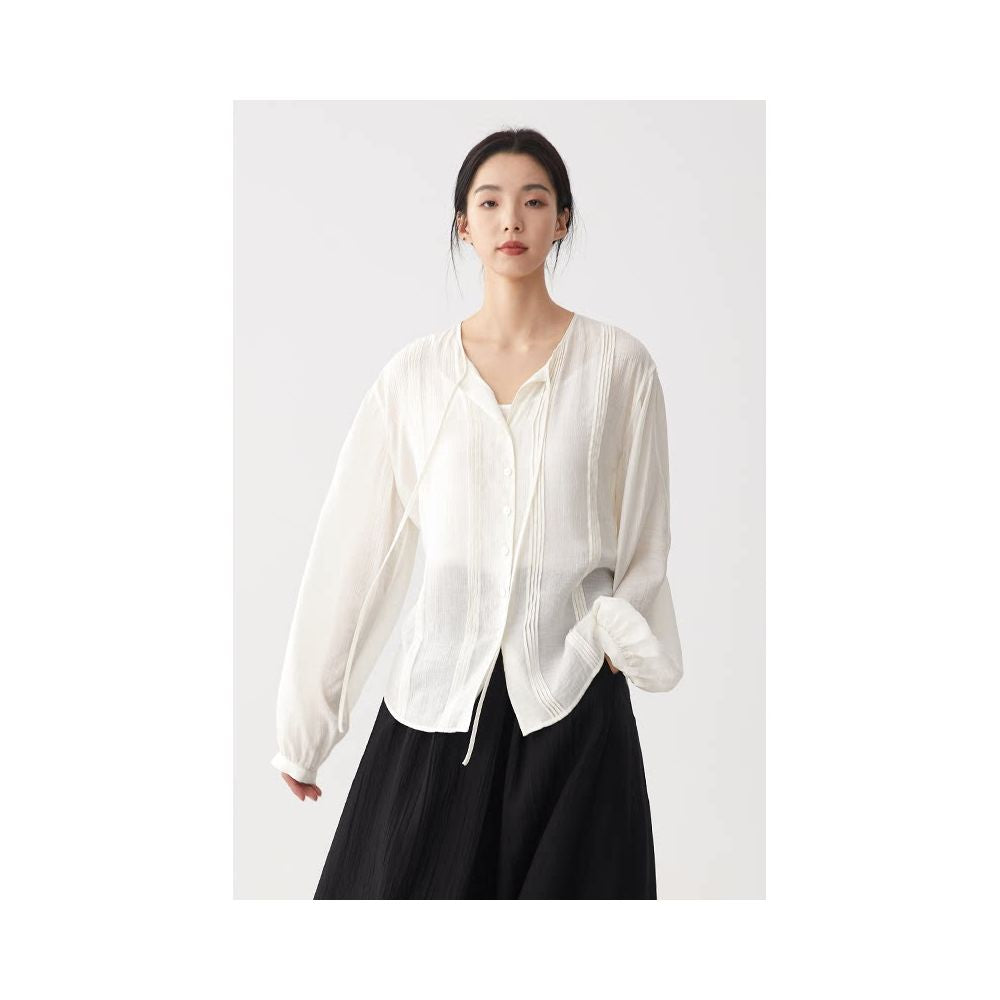 ASAYA6129 – Casual Relax Pleated Shirt 🤍🌿