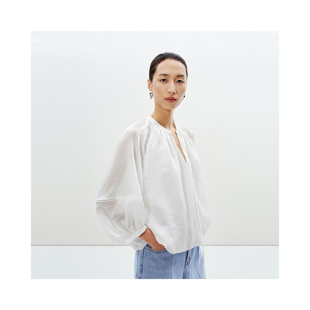 LESS Xia Huan Bao Lai Saier loose A line shoulder sleeves with seven inch sleeves casual shirt for women 2P6212180 image 2