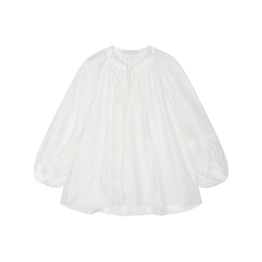 ASAYA6130 – Cloud Breeze Gathered Blouse ☁️🤍