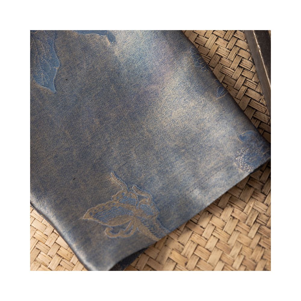 Morning and evening mist orchid heavy forging plant grass dyeing Mulberry Silk Large Loose Butterfly Peony Round Neck Fragrant Cloud Yarn T shirt image 3