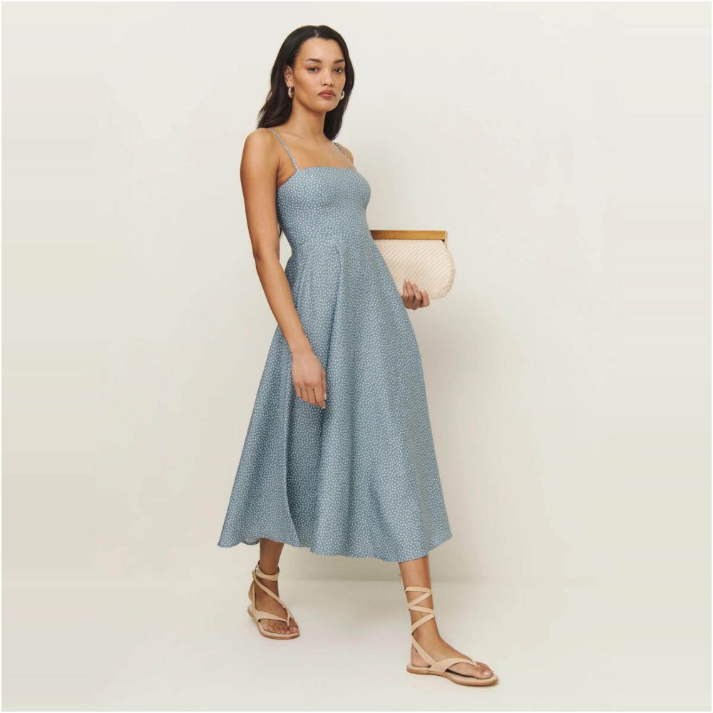 Inhee Homemade Elegant Classic Sunshine Sunflower Flat Mouth Thin Shoulder Strap Waist Large Skirt Linen Dress image 2