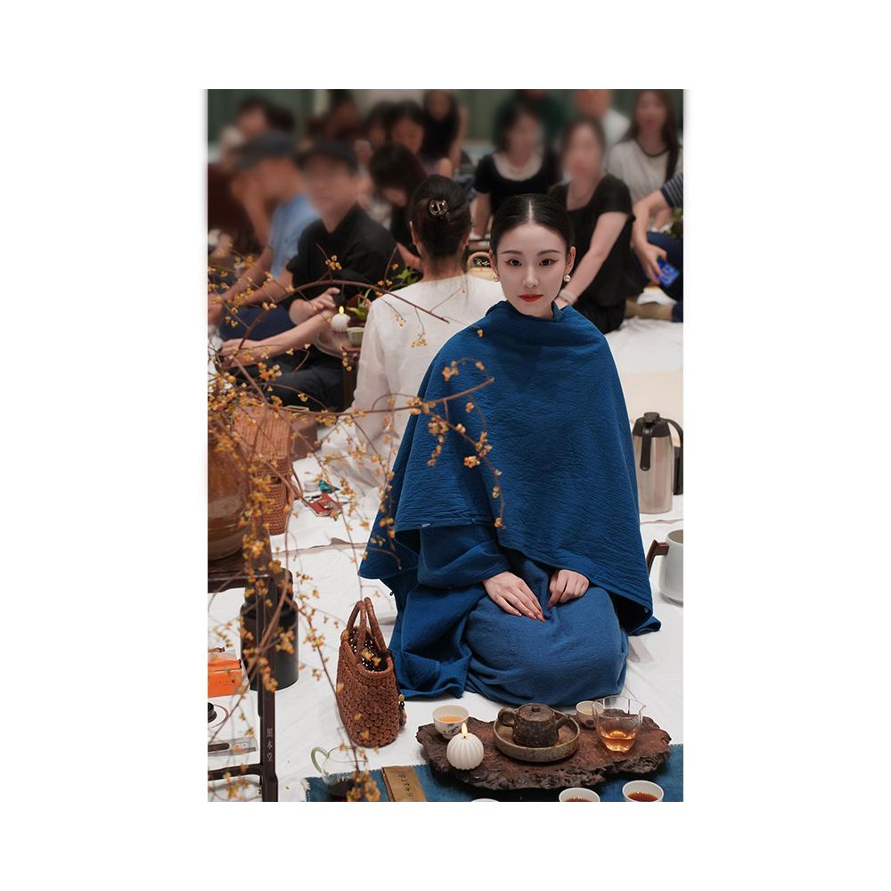 Photo New Chinese style women s clothing double layer fabric shawl jacket Chinese style retro simple tea suit for women MW4290 image 1