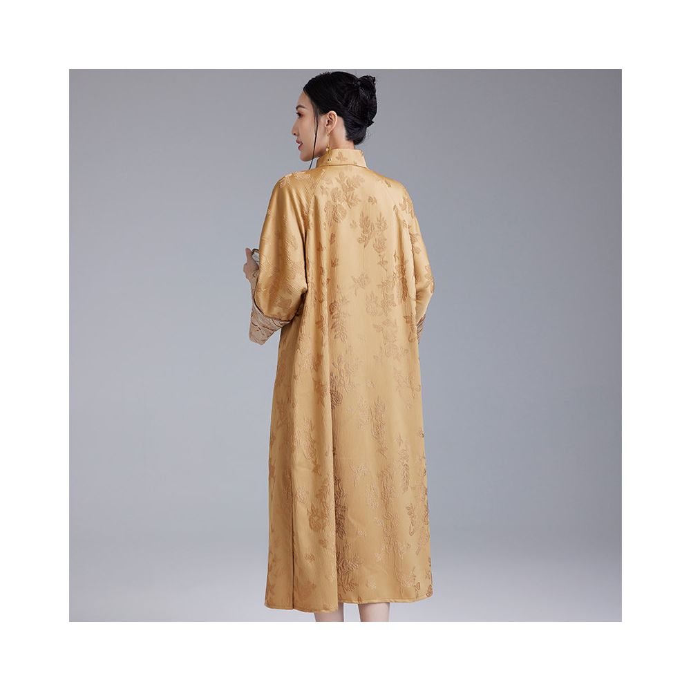 Moyu 2025 Autumn New Chinese Style Retro Art Tea Clothes Improved Slant Skirt Cheongsam Chinese Embroidery Dress image 5