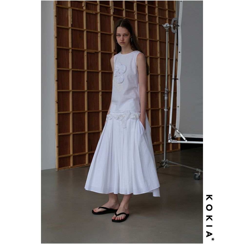 KOKIA Spot Heavy Industry Handmade Disc Flower Pure Cotton Quantity Feeling Irregular Wrinkle Umbrella Skirt Half Body Skirt image 1
