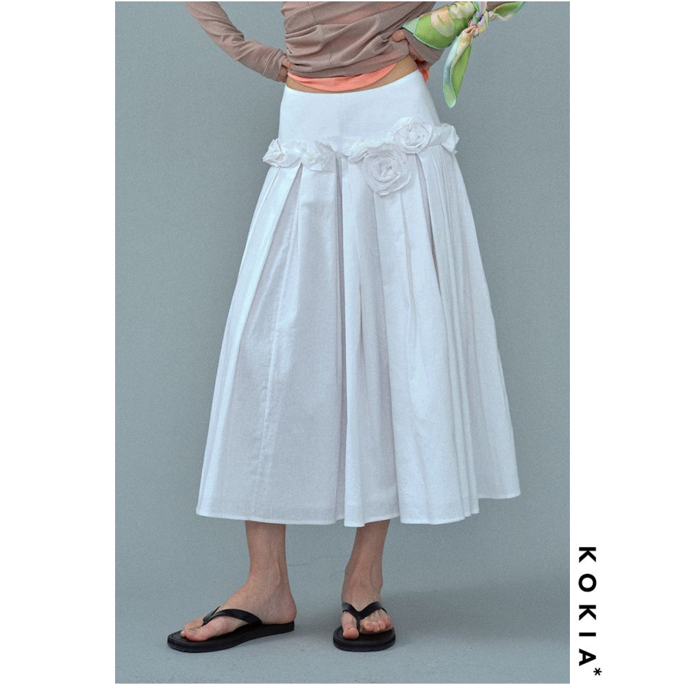 KOKIA Spot Heavy Industry Handmade Disc Flower Pure Cotton Quantity Feeling Irregular Wrinkle Umbrella Skirt Half Body Skirt image 3