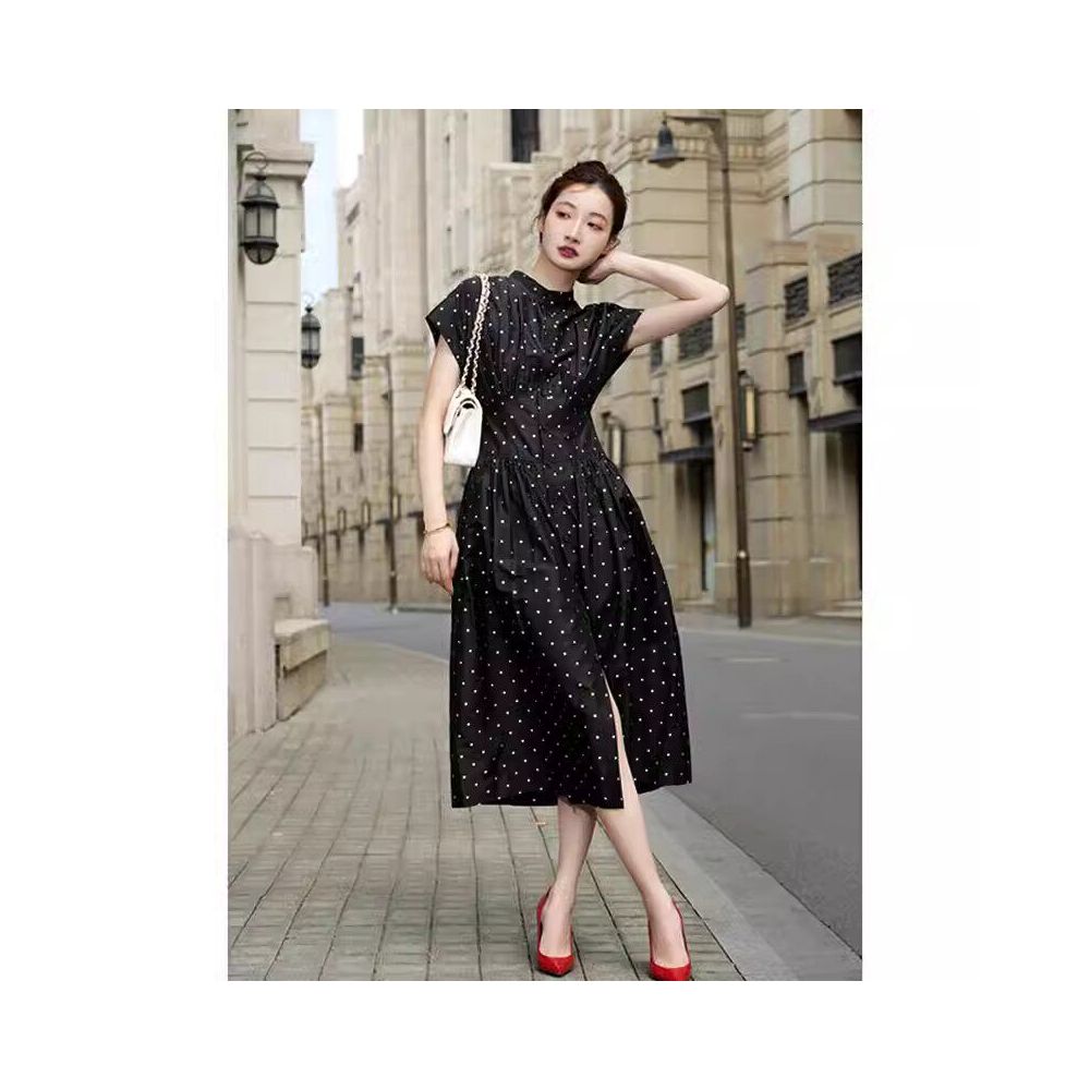 ASAYA6166 – Parisian Polka Midi Dress 🖤✨