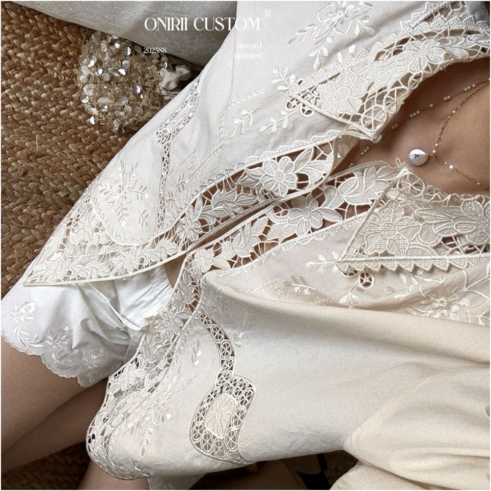 6 10 20 00 Correct version of Nan Yi vacation old money romantic lace embroidery hollowed out 100 cotton shirt jacket image 0