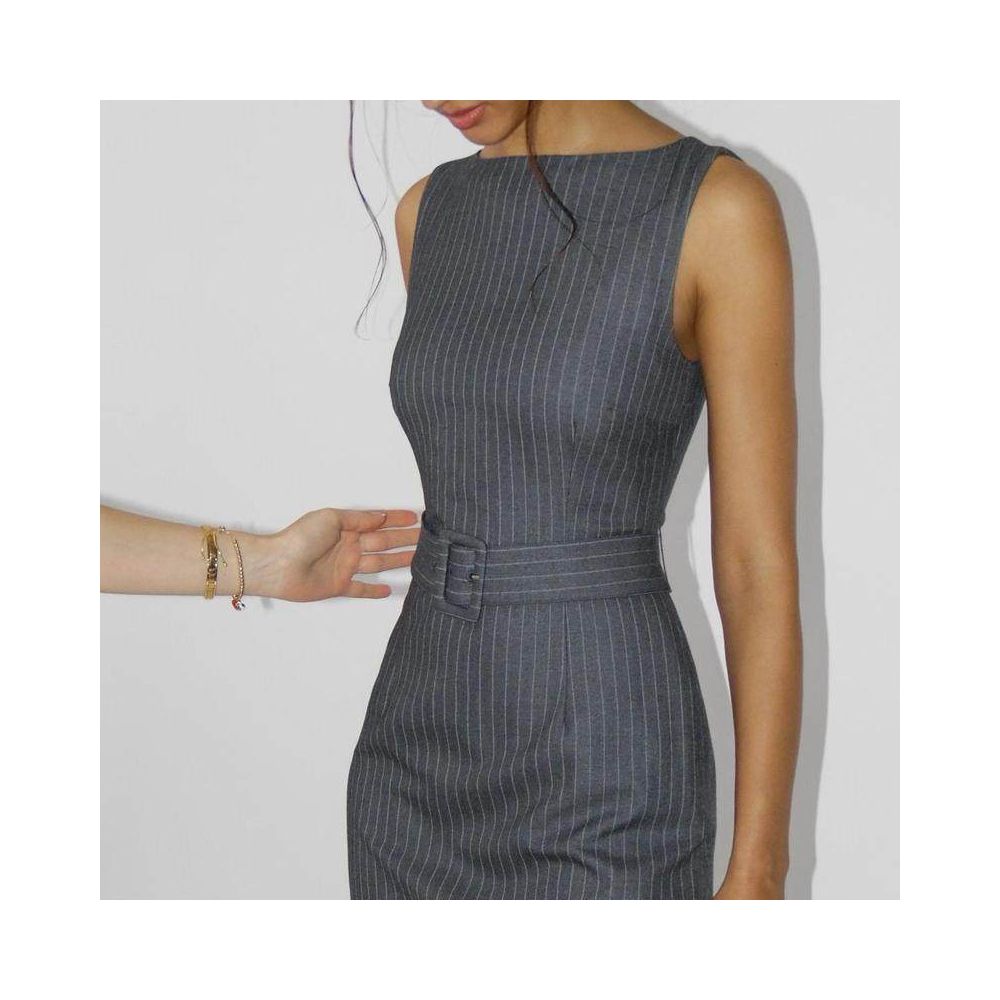 Friends Rachel Dress French Retro Old Money Title Commuter Round Neck Sleeveless Striped Hip Wrap One Step Dress Short Skirt image 4