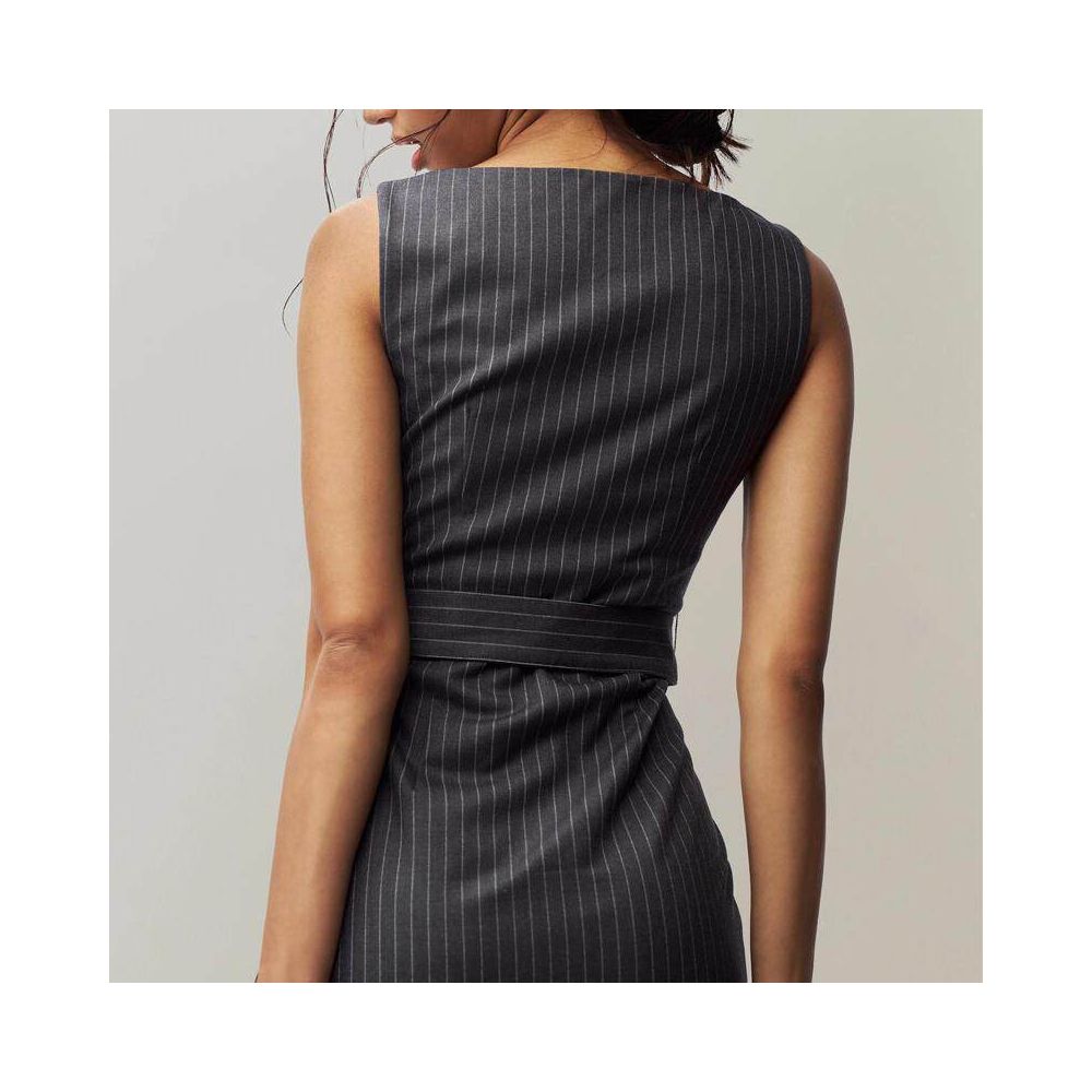 Friends Rachel Dress French Retro Old Money Title Commuter Round Neck Sleeveless Striped Hip Wrap One Step Dress Short Skirt image 3