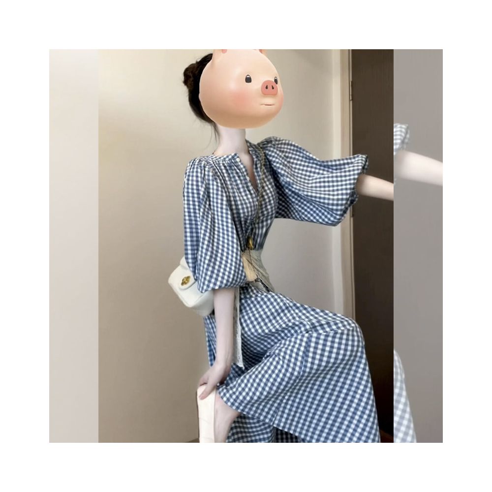ASAYA6194 – Blue Gingham Breeze Dress 💙🤍