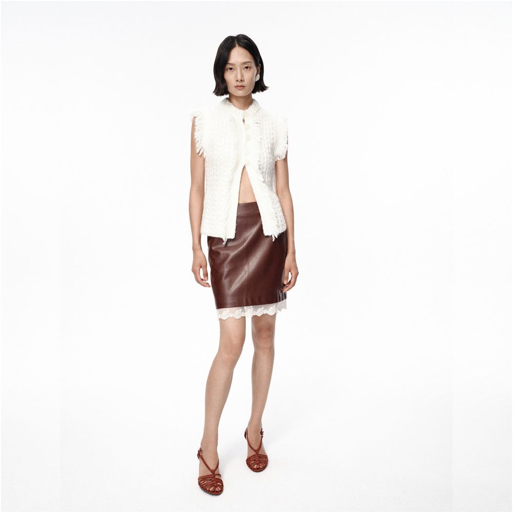 Arrival Spring and Autumn Versatile Texture White Woolen Tassel Round Neck Tank Top Sleeveless cardigan Top image 2