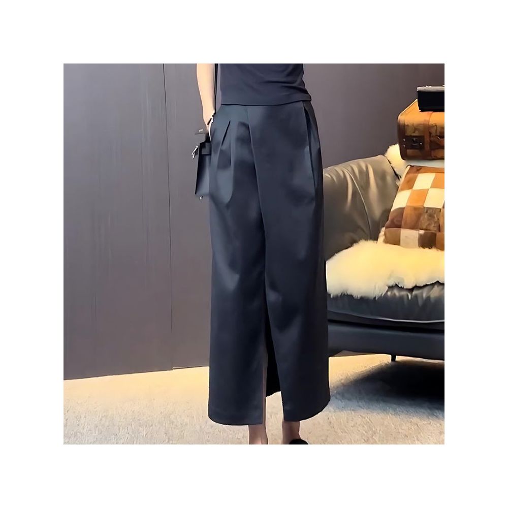 Black midi skirt women s summer new European station Korean style slit design unique high end super beautiful suit skirt image 0