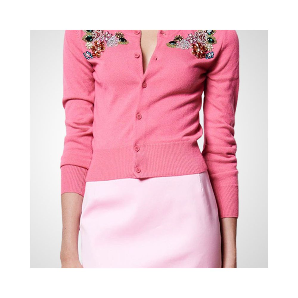 2026 Spring New Women s Long Sleeved Fashion Pink Sweater Short Trendy Thin Slim Fit Knit Cardigan Outerwear image 3