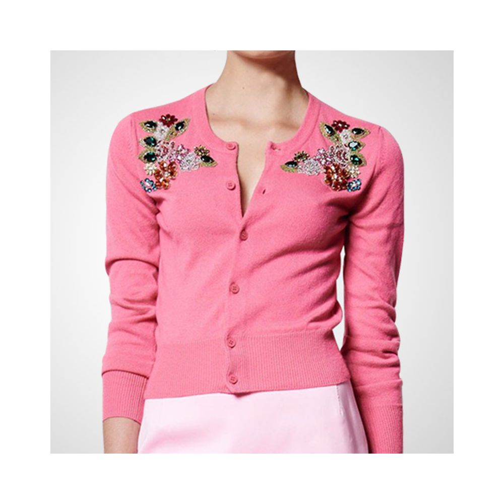 2026 Spring New Women s Long Sleeved Fashion Pink Sweater Short Trendy Thin Slim Fit Knit Cardigan Outerwear image 4