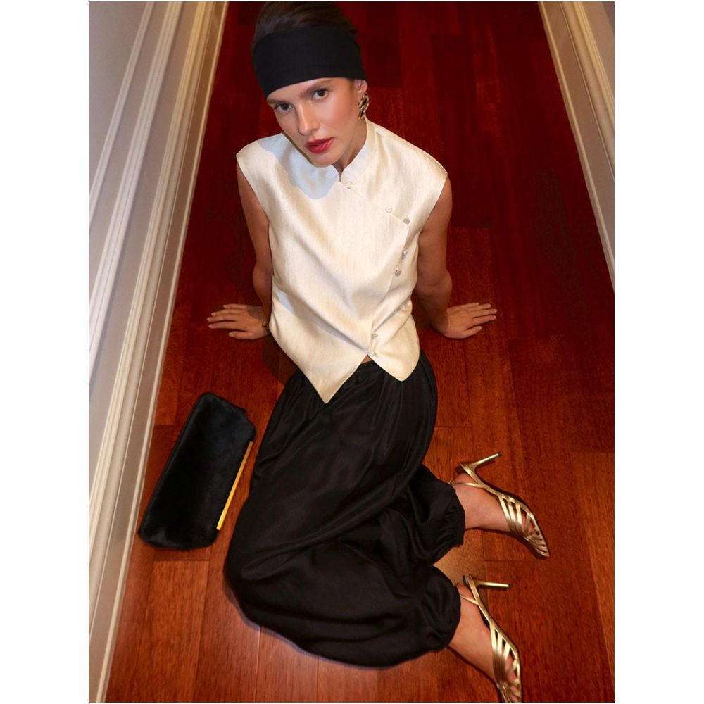 Eenkcos new Chinese style standing collar sleeveless buckle vest women s short style retro temperament fashionable side door forbidden top image 3