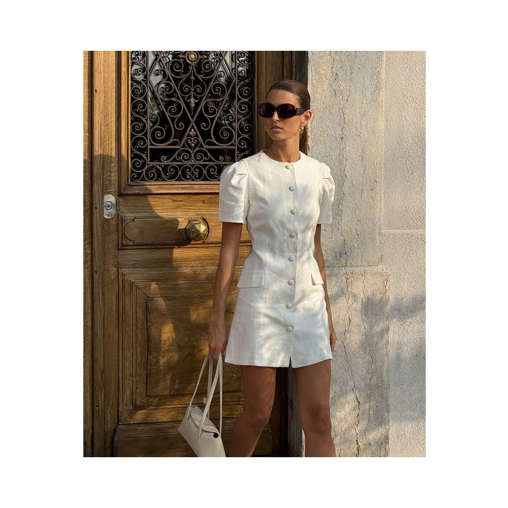 ASAYA6211 – Ivory Heritage Linen Dress 🤍✨