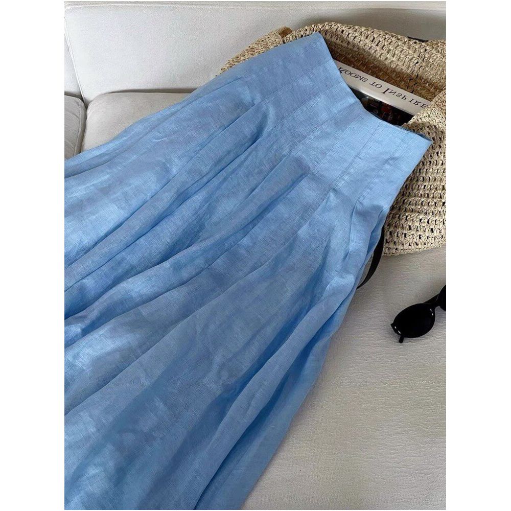 ASAYA6217 – Sky Breeze Linen Skirt 💙🌤️